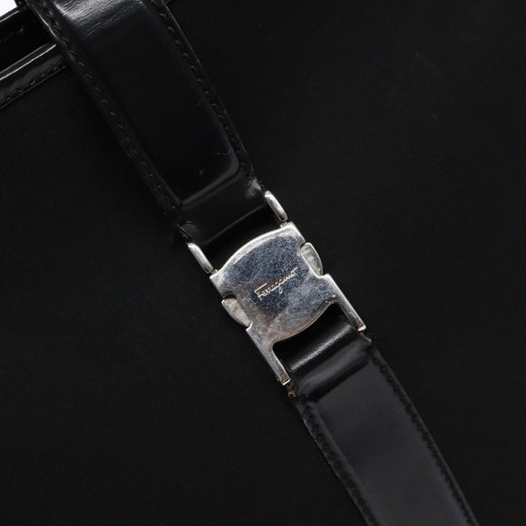 Salvatore Ferragamo Shoulder Bag Nylon Black Silver Auth gh692