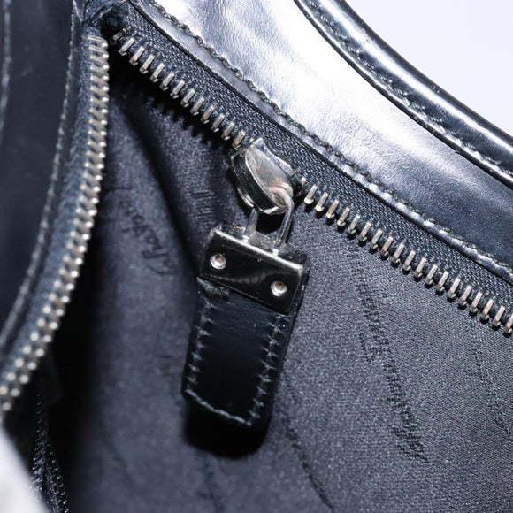 Salvatore Ferragamo Shoulder Bag Nylon Black Silver Auth gh692