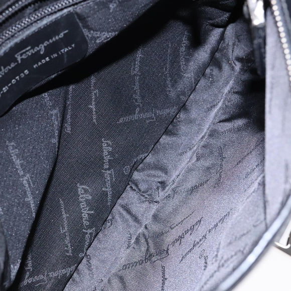 Salvatore Ferragamo Shoulder Bag Nylon Black Silver Auth gh692