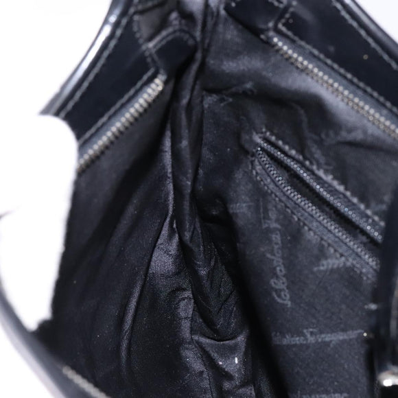 Salvatore Ferragamo Shoulder Bag Nylon Black Silver Auth gh692