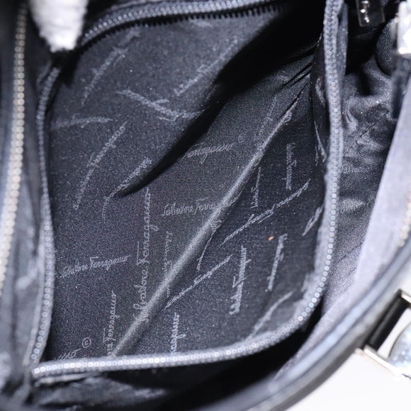 Salvatore Ferragamo Shoulder Bag Nylon Black Silver Auth gh692