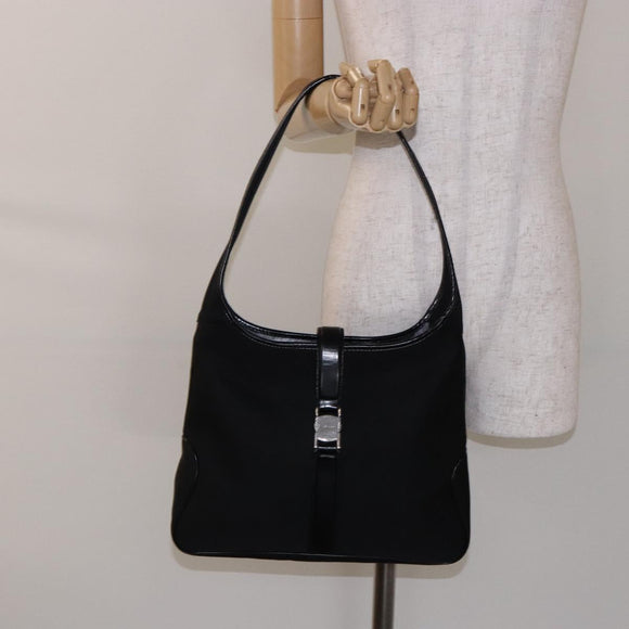 Salvatore Ferragamo Shoulder Bag Nylon Black Silver Auth gh692