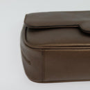 Salvatore Ferragamo Chain Gancini Shoulder Bag Leather Brown Gold Auth gh694-14