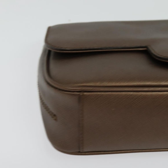 Salvatore Ferragamo Chain Gancini Shoulder Bag Leather Brown Gold Auth gh694