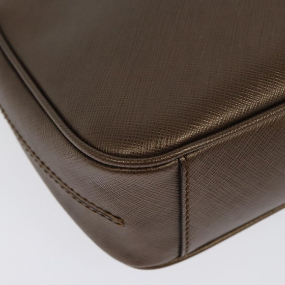 Salvatore Ferragamo Chain Gancini Shoulder Bag Leather Brown Gold Auth gh694