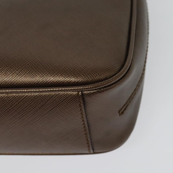 Salvatore Ferragamo Chain Gancini Shoulder Bag Leather Brown Gold Auth gh694