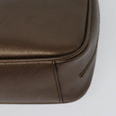 Salvatore Ferragamo Chain Gancini Shoulder Bag Leather Brown Gold Auth gh694-16