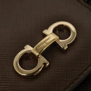 Salvatore Ferragamo Chain Gancini Shoulder Bag Leather Brown Gold Auth gh694-17