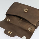 Salvatore Ferragamo Chain Gancini Shoulder Bag Leather Brown Gold Auth gh694-10