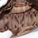 Salvatore Ferragamo Chain Gancini Shoulder Bag Leather Brown Gold Auth gh694-11