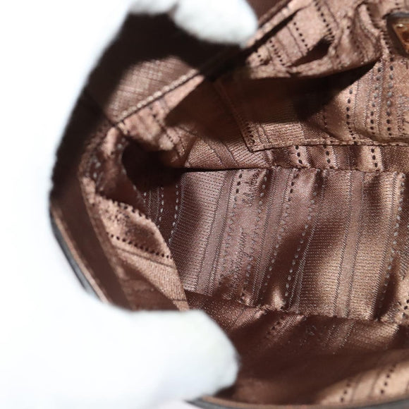 Salvatore Ferragamo Chain Gancini Shoulder Bag Leather Brown Gold Auth gh694