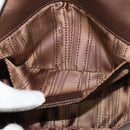 Salvatore Ferragamo Chain Gancini Shoulder Bag Leather Brown Gold Auth gh694-21