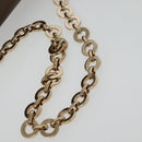 Salvatore Ferragamo Chain Gancini Shoulder Bag Leather Brown Gold Auth gh694-7