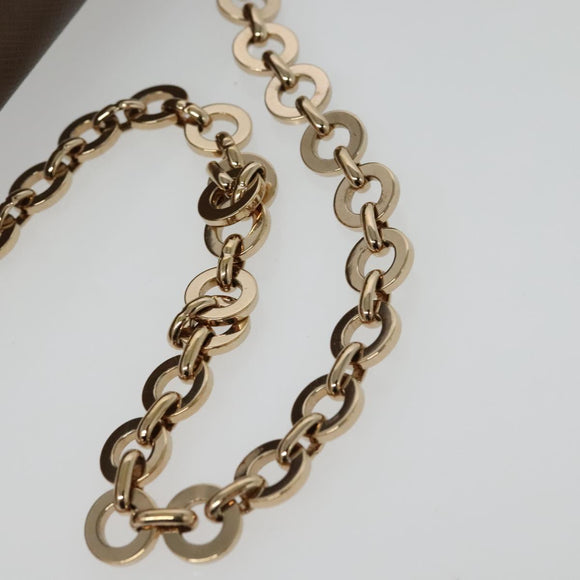 Salvatore Ferragamo Chain Gancini Shoulder Bag Leather Brown Gold Auth gh694