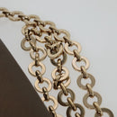 Salvatore Ferragamo Chain Gancini Shoulder Bag Leather Brown Gold Auth gh694-8
