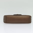 Salvatore Ferragamo Chain Gancini Shoulder Bag Leather Brown Gold Auth gh694-5