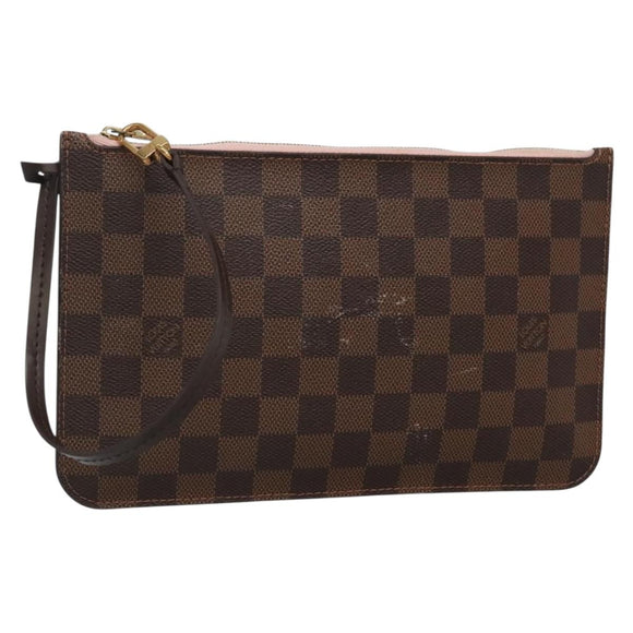 LOUIS VUITTON Damier Ebene Neverfull MM Pouch LV Auth gh698