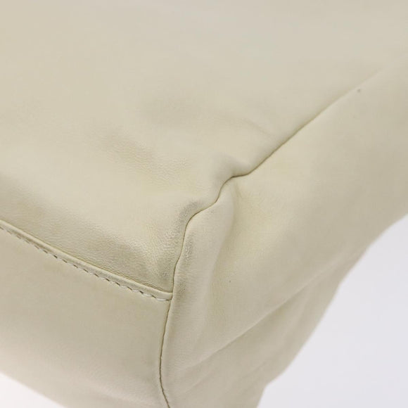 PRADA Tote Bag Leather White Silver Auth gh702