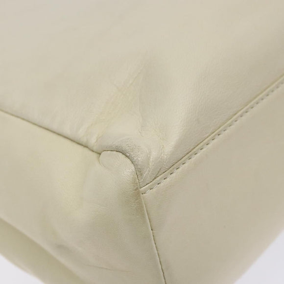 PRADA Tote Bag Leather White Silver Auth gh702