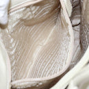 PRADA Tote Bag Leather White Silver Auth gh702-20