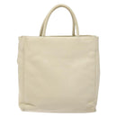 PRADA Tote Bag Leather White Silver Auth gh702-2