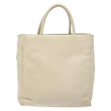 PRADA Tote Bag Leather White Silver Auth gh702 - 0