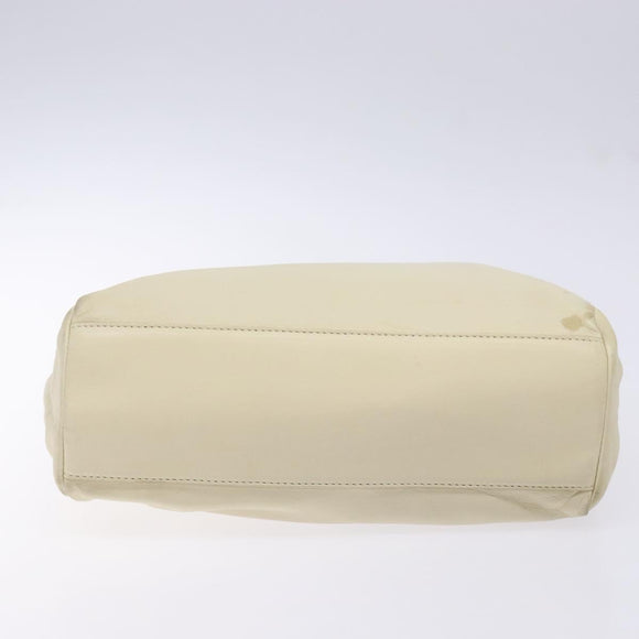 PRADA Tote Bag Leather White Silver Auth gh702