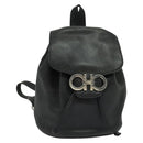 Salvatore Ferragamo Gancini Backpack Leather Black Silver Auth gh705-1