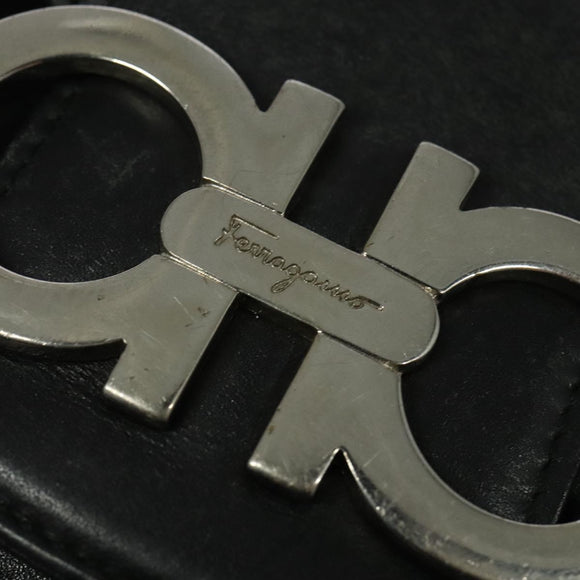 Salvatore Ferragamo Gancini Backpack Leather Black Silver Auth gh705