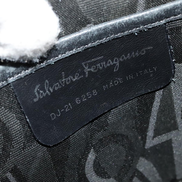 Salvatore Ferragamo Gancini Backpack Leather Black Silver Auth gh705