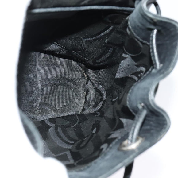 Salvatore Ferragamo Gancini Backpack Leather Black Silver Auth gh705