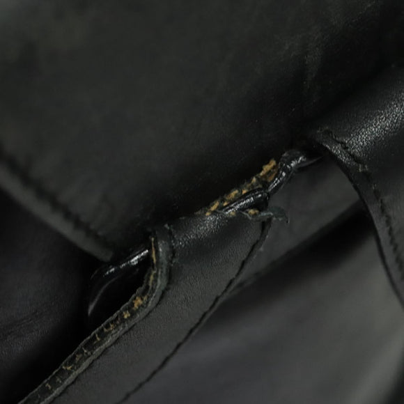 Salvatore Ferragamo Gancini Backpack Leather Black Silver Auth gh705