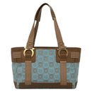 Salvatore Ferragamo Gancini Tote Bag Canvas Leather Light Blue Gold Auth gh706-13