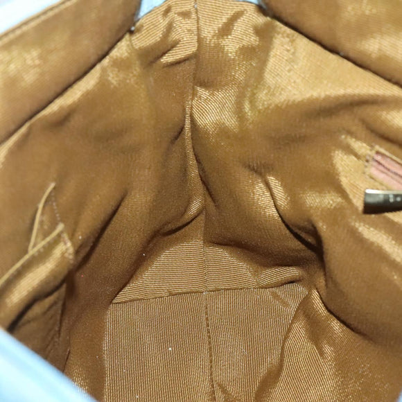 Salvatore Ferragamo Gancini Tote Bag Canvas Leather Light Blue Gold Auth gh706