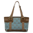 Salvatore Ferragamo Gancini Tote Bag Canvas Leather Light Blue Gold Auth gh706-2