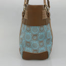 Salvatore Ferragamo Gancini Tote Bag Canvas Leather Light Blue Gold Auth gh706-4