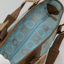 Salvatore Ferragamo Gancini Tote Bag Canvas Leather Light Blue Gold Auth gh706-6
