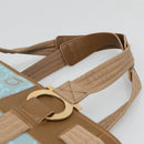 Salvatore Ferragamo Gancini Tote Bag Canvas Leather Light Blue Gold Auth gh706-14