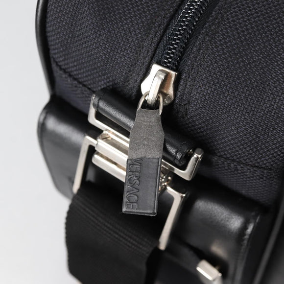 Gianni Versace Shoulder Bag Canvas Black Silver Auth gh707