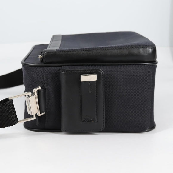 Gianni Versace Shoulder Bag Canvas Black Silver Auth gh707