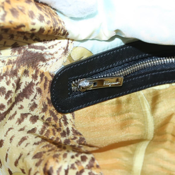 Salvatore Ferragamo Tote Bag Canvas Black Silver Auth gh708