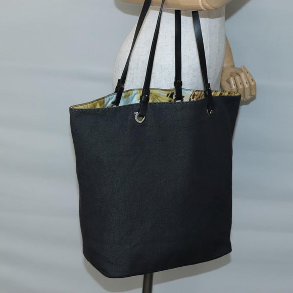 Salvatore Ferragamo Tote Bag Canvas Black Silver Auth gh708