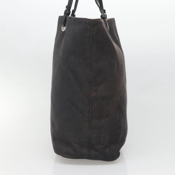 Salvatore Ferragamo Tote Bag Canvas Black Silver Auth gh708