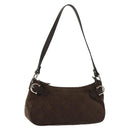 Salvatore Ferragamo Accessory Pouch Suede Brown Silver Auth gh716-1