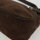 Salvatore Ferragamo Accessory Pouch Suede Brown Silver Auth gh716-13