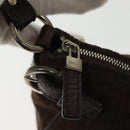 Salvatore Ferragamo Accessory Pouch Suede Brown Silver Auth gh716-14