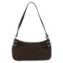 Salvatore Ferragamo Accessory Pouch Suede Brown Silver Auth gh716-2