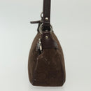 Salvatore Ferragamo Accessory Pouch Suede Brown Silver Auth gh716-4