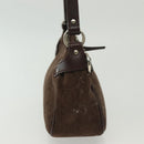 Salvatore Ferragamo Accessory Pouch Suede Brown Silver Auth gh716-5