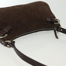 Salvatore Ferragamo Accessory Pouch Suede Brown Silver Auth gh716-6